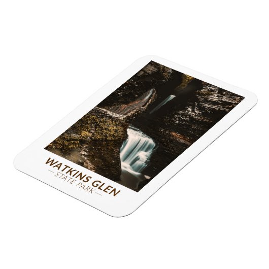 Watkins Glen State Park New York Waterverf Retro Magneet (Linkerzijde)