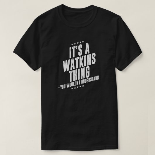 Watkins grappige achternaam grappige familie t-shirt (Design voorkant)