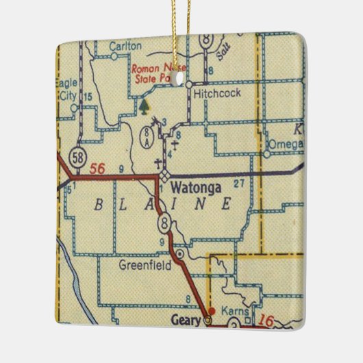 Watonga Oklahoma  kaart Keramisch Ornament (Links)