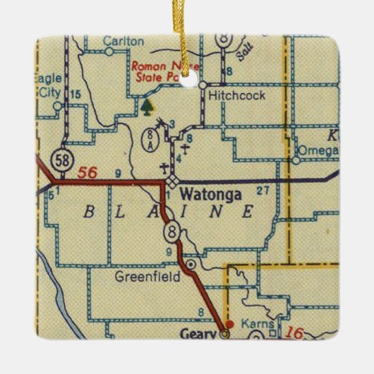 Watonga Oklahoma  kaart Keramisch Ornament (Voorkant)