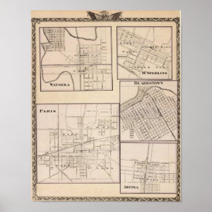 Watseka, Parijs, Mt Sterling, Beardstown en Arcola Poster