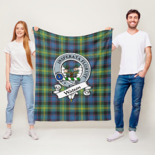 Watson Ancient Clan Badge Tartan Plaid Fleece Deken