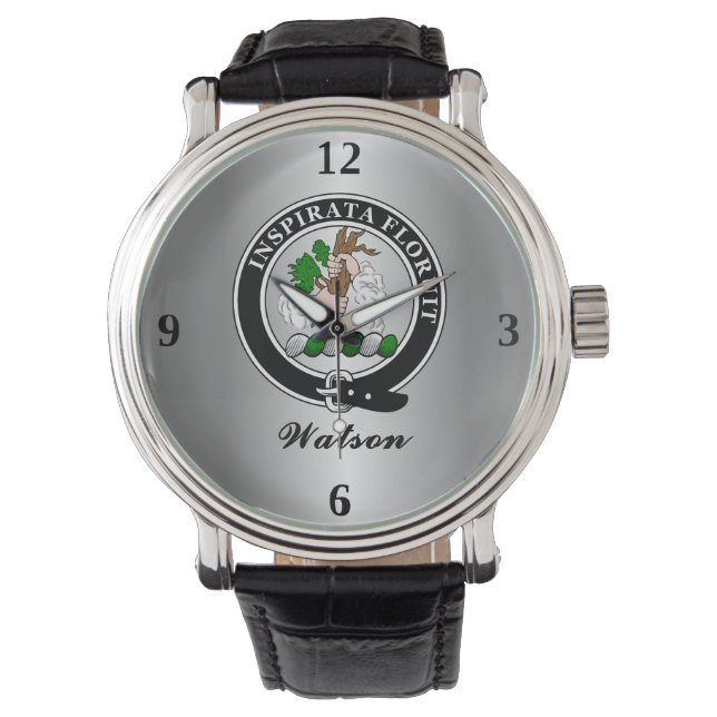 Watson Clan Badge gepersonaliseerd Horloge (Voorkant)