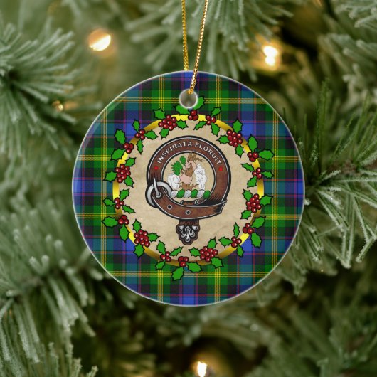Watson Clan Badge & Tartan Persoonlijke mas Keramisch Ornament (Boom)