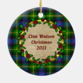 Watson Clan Badge & Tartan Persoonlijke mas Keramisch Ornament (Achterkant)