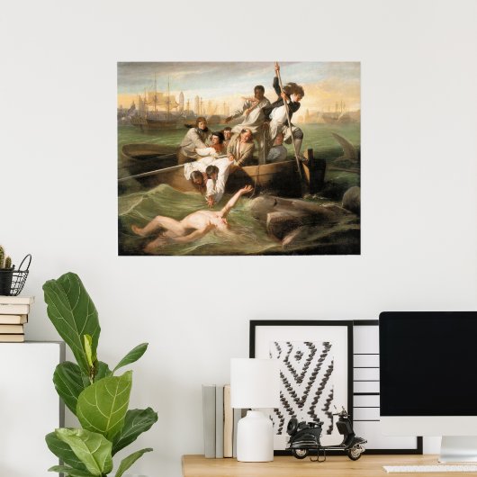 Watson en de haai, door John Singleton Copley Poster (Thuiskantoor)
