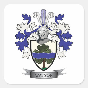 Watson Family Crest Coat of Arms Vierkante Sticker