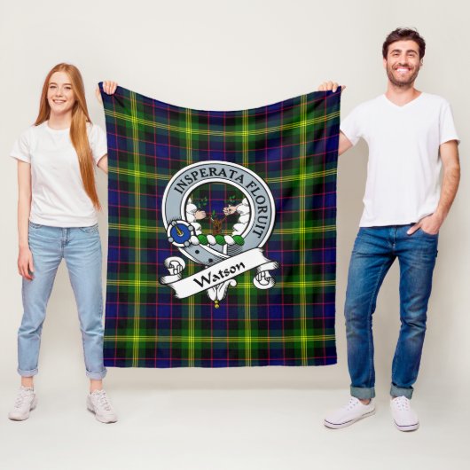 Watson Modern Clan Badge Tartan Pset Fleece Deken (In situ)