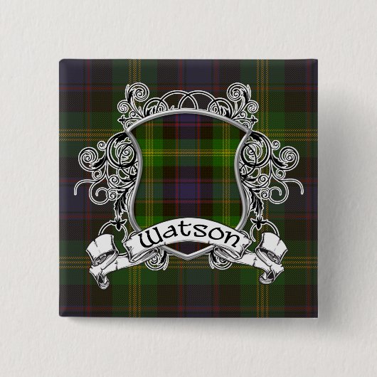 Watson Tartan Shield Vierkante Button 5,1 Cm (Voorkant)