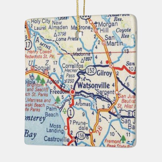 Watsonville CA  Map Keramisch Ornament (Links)