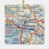 Watsonville CA  Map Keramisch Ornament (Voorkant)