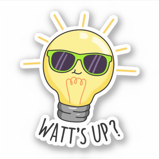 Watt-up Funny Light Bulb Pun Sticker (Voorkant)