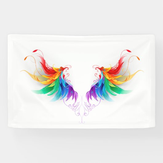 Watteachtige Regenboog Vleugels Spandoek (Horizontaal)