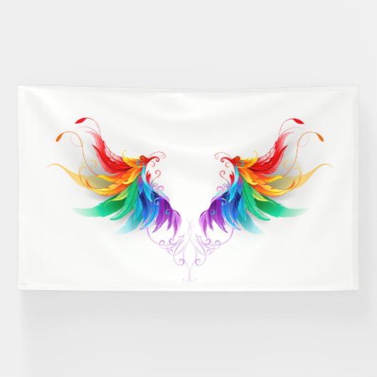 Watteachtige Regenboog Vleugels Spandoek (Horizontaal)