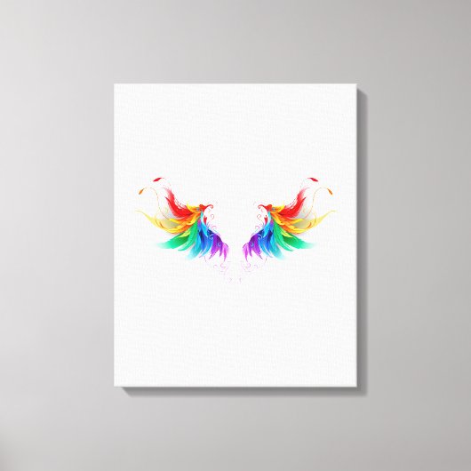 Wattebol Regenboog Vleugels Canvas Afdruk (Voorkant)