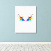 Wattebol Regenboog Vleugels Canvas Afdruk (Insitu (Houten vloer))