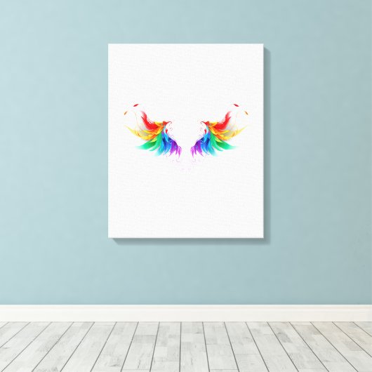 Wattebol Regenboog Vleugels Canvas Afdruk (Insitu (Houten vloer))