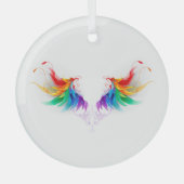 Wattebol Regenboog Vleugels Glas Ornament (Voorkant)