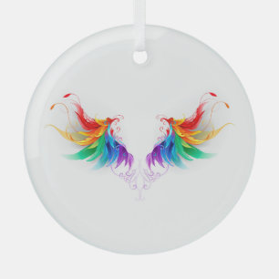 Wattebol Regenboog Vleugels Glas Ornament