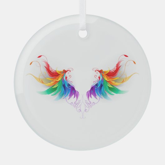Wattebol Regenboog Vleugels Glas Ornament (Voorkant)