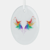 Wattebol Regenboog Vleugels Glas Ornament (Voorkant links)