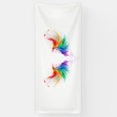 Wattebol Regenboog Vleugels Spandoek (Verticaal)