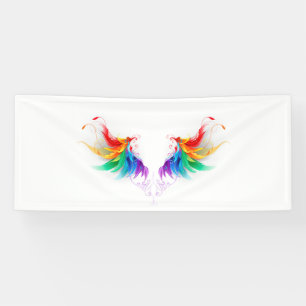 Wattebol Regenboog Vleugels Spandoek