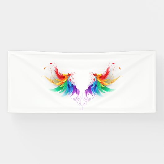 Wattebol Regenboog Vleugels Spandoek (Horizontaal)