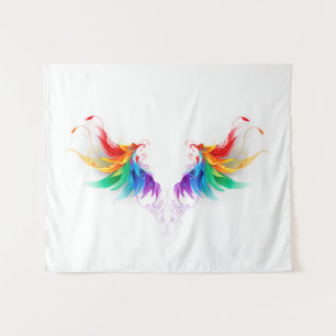 Wattebol Regenboog Vleugels Wandkleed