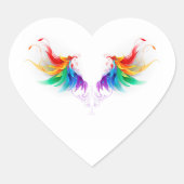 Wattebol Wolkjes Regenboog Vleugels Hart Sticker (Voorkant)