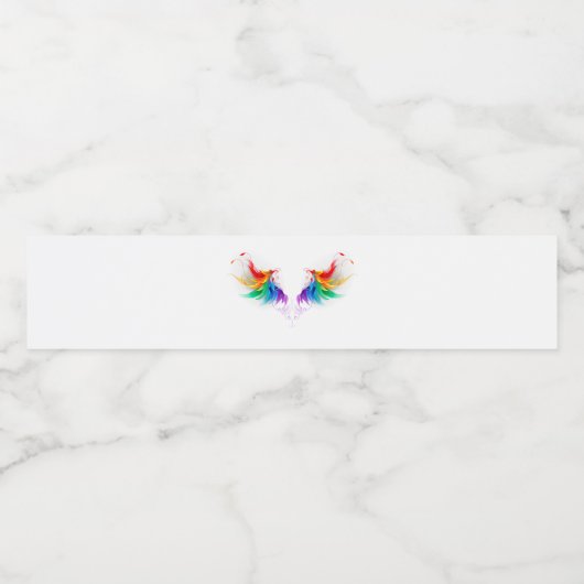 Wattebol Wolkjes Regenboog Vleugels Waterfles Etiket (Enkel label)