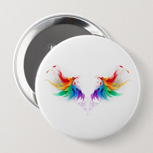 Wattegen Regenboog Vleugels Ronde Button 4,0 Cm (Voorkant /achterkant)