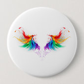 Wattegen Regenboog Vleugels Ronde Button 4,0 Cm (Voorkant)
