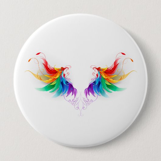 Wattegen Regenboog Vleugels Ronde Button 4,0 Cm (Voorkant)