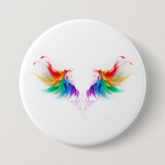 Watteuze Regenboogvleugels Ronde Button 7,6 Cm (Voorkant)