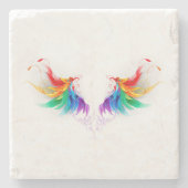 Watteuze Regenboogvleugels Stenen Onderzetter (Voorkant)