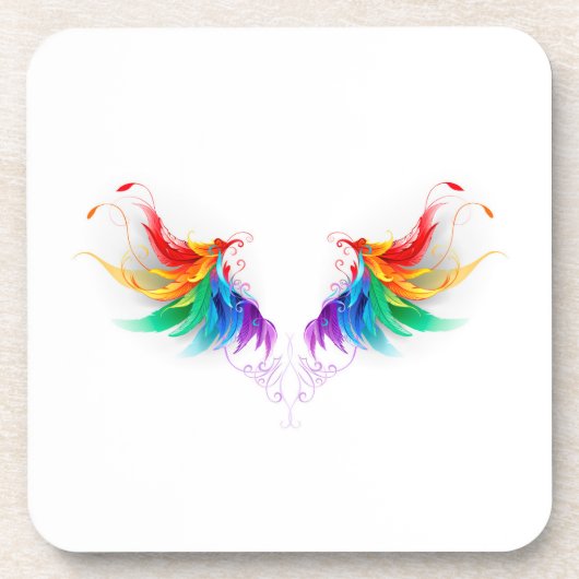 Wattevlek Regenboog Vleugels Bier Onderzetter (Voorkant)