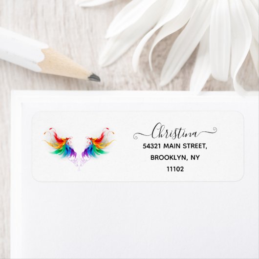 Wattevleugels in Regenboogkleuren Etiket (Insitu)