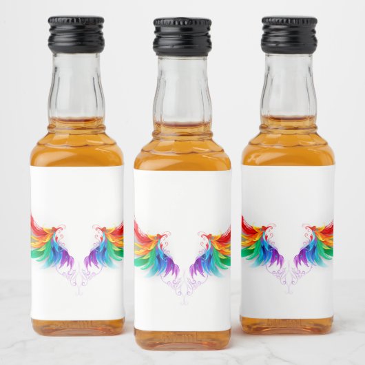 Wattevleugels in Regenboogkleuren Likeurfles Etiket (Flessen)