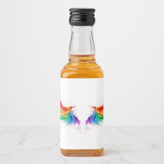 Wattevleugels in Regenboogkleuren Likeurfles Etiket (Voorkant)