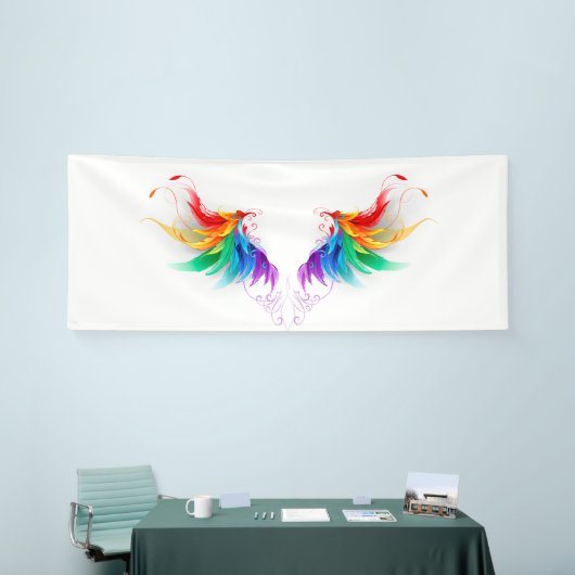 Wattevleugels in Regenboogkleuren Spandoek (Beurs)