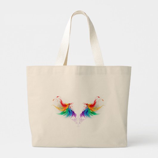 Wattevloer Regenboog Vleugels Grote Tote Bag (Achterkant)