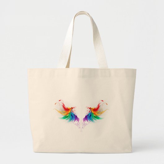 Wattevloer Regenboog Vleugels Grote Tote Bag (Voorkant)