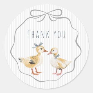 Wattig Eendje Waterverf Jongens Baby Shower Ronde Sticker