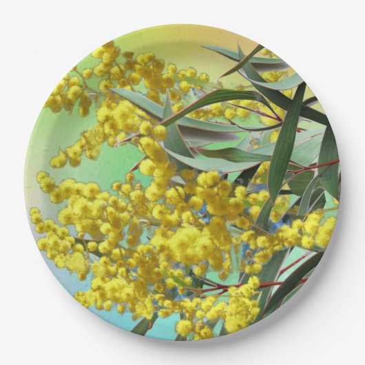 Wattle & Gum Leaves Australian 9" Papieren Bordje (Voorkant)