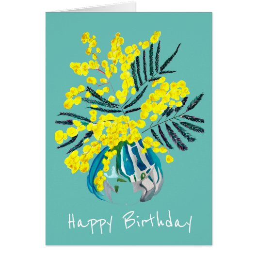 Wattle Mimosa yellow flower art Australië (Voorkant)