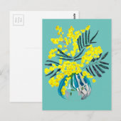 Wattle Mimosa yellow flower art Australië Briefkaart (Voorkant / Achterkant)
