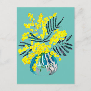Wattle Mimosa yellow flower art Australië Briefkaart