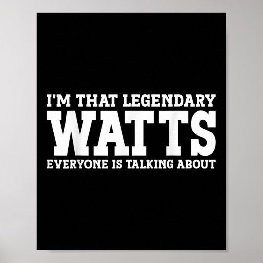 Watts Achternaam Grappig Team Familie Achternaam W Poster (Voorkant)