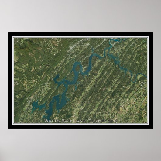 Watts Bar Lake Tennessee Satellite Poster Map (Voorkant)